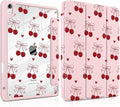 DONGKE Case for iPad Air 11-inch M4 2026 &amp M3 2025 &amp M2 2024 iPad Air 5th/4th Generation 10.9 2022/2020 [Built-in Pencil Holder] Clear Acrylic Back Trifold Stand Smart Cover Cherry &amp H