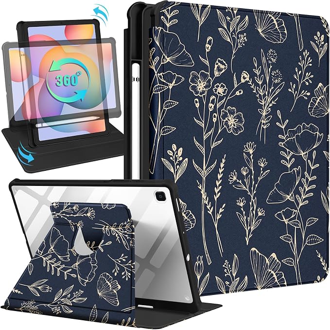 4-for Tab S6 Lite-Gold Flower
