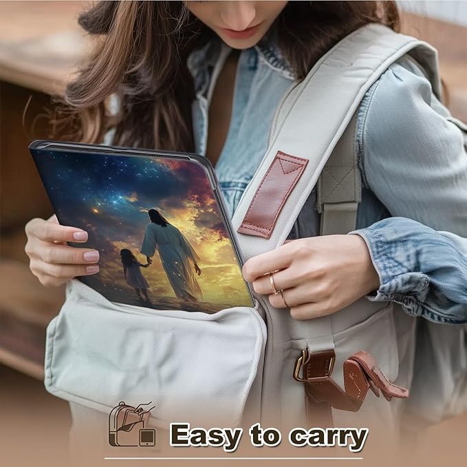 Case for Amazon Fire HD 8 &amp 8 Plus Tablet (12th/10th Gen 2024/2022/2020) Multi-Angle Viewing Leather Smart Stand Back Cover with Auto Sleep Wake Jesus