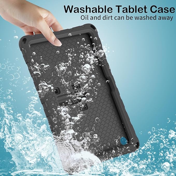 Kids Case Compatible with Kindle Fire HD 10 Tablet (13th/11th Generation 2023/2021 Release) Lightweight Shockproof Case EVA Foam Cover with Shoulder Strap &amp Stand Cover for Boys Girls(Black)