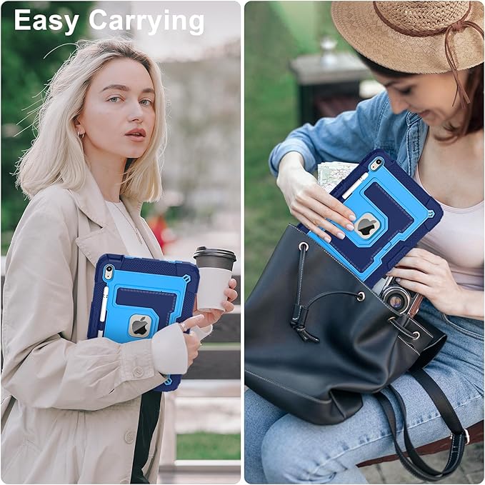 ATOOZ for iPad A16 11th Generation Case 11 Inch 2025for iPad 10th Generation Case 10.9 Inch 2022 with Shoulder Strap &amp Pencil HolderHeavy Duty Shockproof Rugged Protective Cover (Blue)