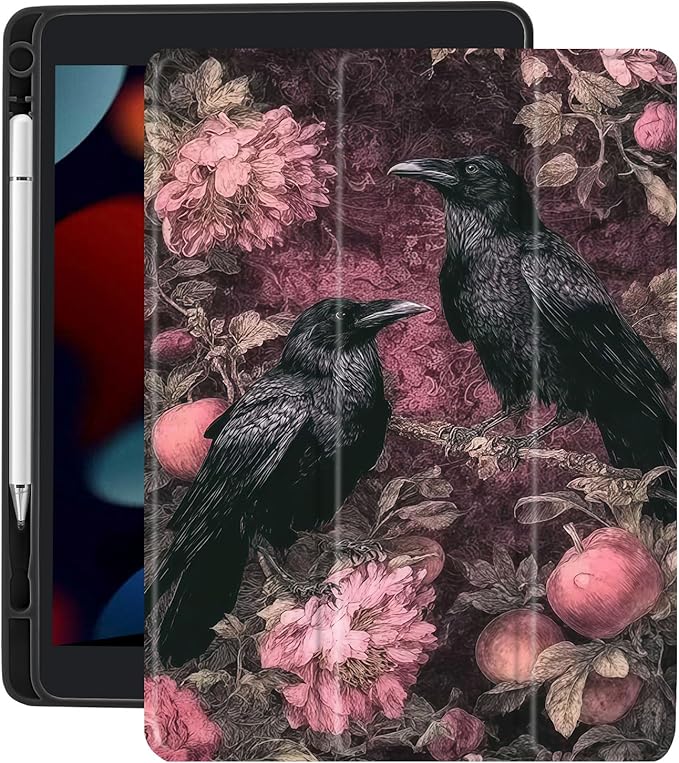 Sun Moon Star Case for Ipad Air 13 Inch M2 2024 Boho Retro Floral Cover Mystic Celestial Shell Auto Sleep/Wake Anti-Slip Shockproof Cover with Clear Back &amp Pencil Holder(Girls Women)