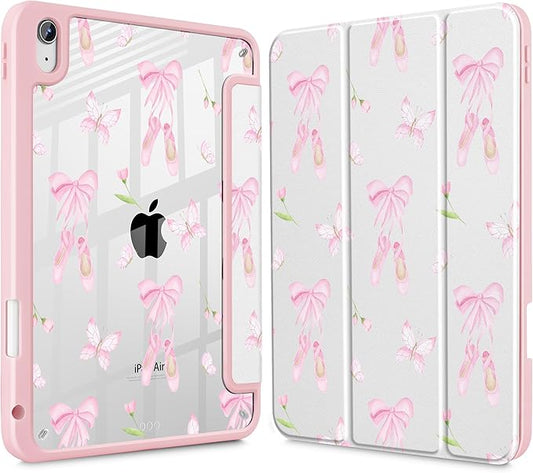 May Chen for iPad Air 11-inch M4/M3/M2 (2026/2025/2024) iPad Air 5th/4th 10.9 Inch - Shockproof Cover with Clear Back Shell &amp Penceil Holder Auto Wake/Sleep Stand Cover Ballet Shoes