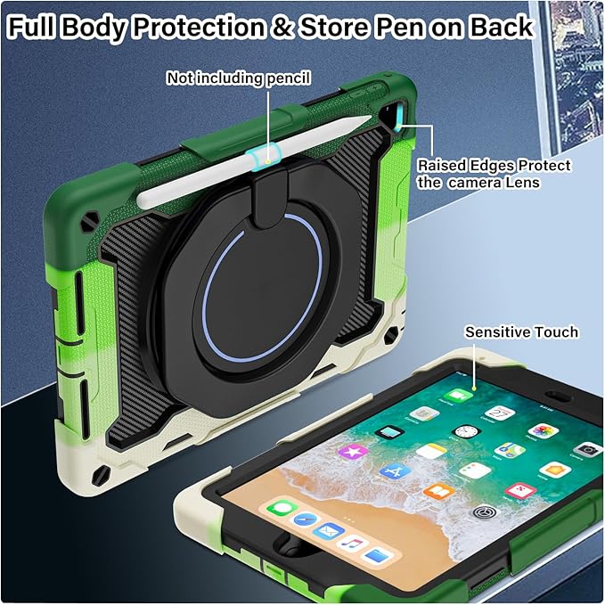 ROISKIN iPad 6th 5th Generation Case 9.7 Inch Pro 9.7 Air 2 with 360 Kickstand Hand Strap [Screen Protector 15ft Drop Protection]Heavy Duty Air 2 /Pro 9.7 / iPad 6th 5th Gen Case for Kids Women Men