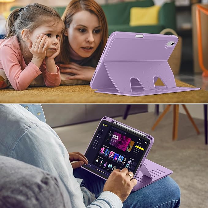 VIKESI Case for iPad (A16) 11-inch 2025 and iPad 10th/11th Generation 10.9 Inch 2022Multiple Angles Magnetic Stand CoverShockproof BackPencil Holderand Auto Sleep/WakeLilac