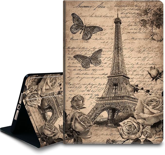 Bxgolkgd Tablet Case for 6 Kindle 11th Generation (2024/2022 Release)Shockproof Stand Cover with Heat DissipationAuto Wake/Sleep FunctionVintage Paris Eiffel Tower Butterfly Rose