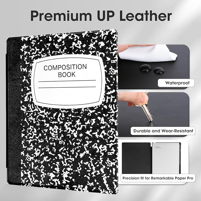 11.8 Case for Remarkable Paper Pro Color Tablet 2024 Released with Pen Holder Nib Storage Auto Wake/Sleep Ergonomic Design for Book Folio Lightweight Hard Protective Cover (Black Notebook)