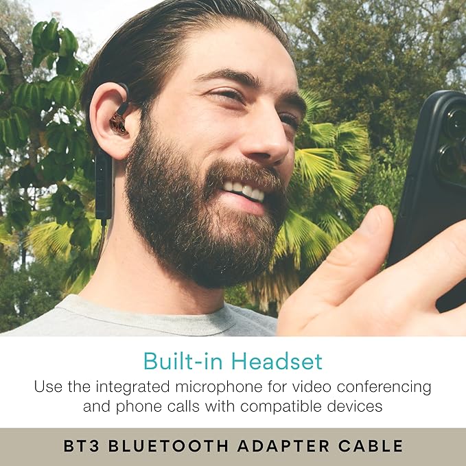 MEE audio M6 PRO Musicians' In-Ear Monitors Wired + Wireless Combo Pack: Includes IEMs 2 Audio Cables and BT3 Hi-Res Bluetooth Audio Adapter w/aptX LDAC Auracast Support &amp Built-In Headset (Bl