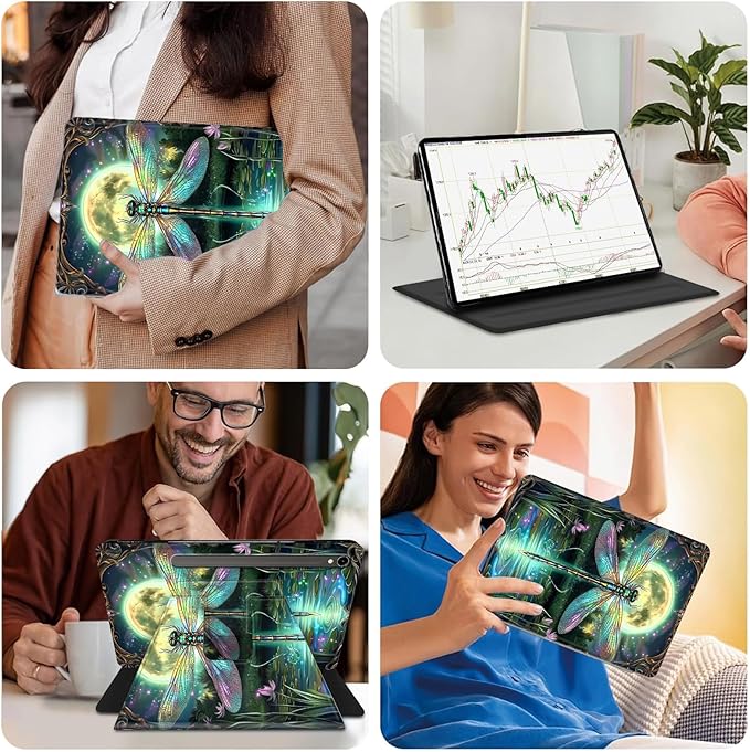 Case for Samsung Galaxy Tab S10 FE 10.9 2025/S9 FE 5G 10.9/S9 11 2023360 Degree Rotating Smart Cover Case with S Pen Holder &amp Auto Sleep/Wake-Green Dragonfly