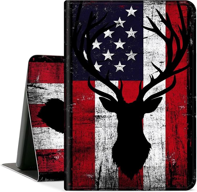 Old American Flag With Deer