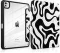 TWOLSKOO Case for iPad Pro 11-inch (M5 2025 / M4 2024) Clear Acrylic Back with TPU Bumper Pencil Holder Trifold Stand Auto Sleep/Wake Black Waves
