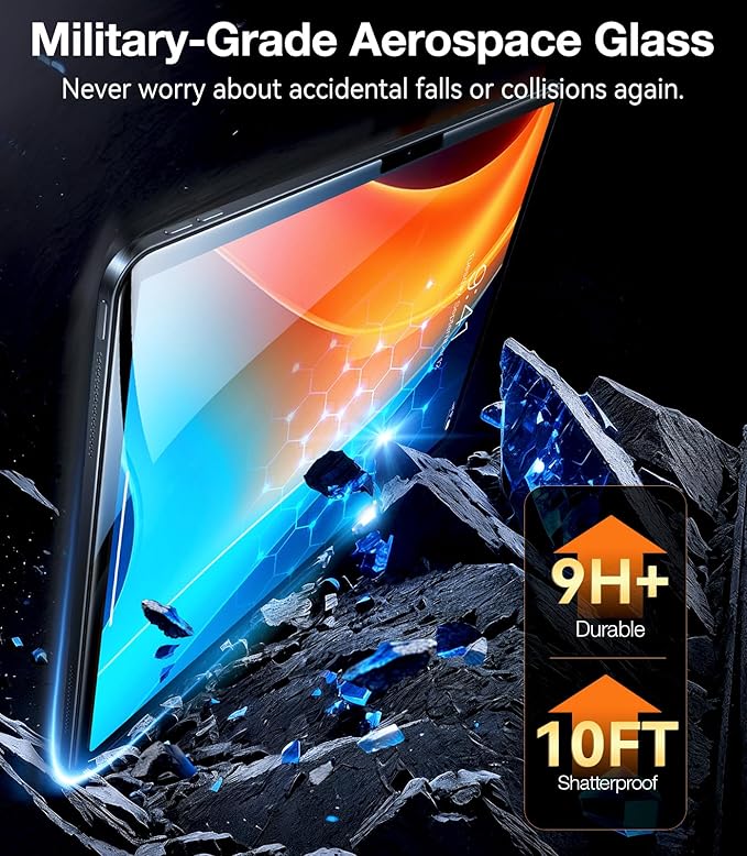 TORRAS for iPad Air 11 Inch Screen Protector M4 2026 M3 2025M2 2024 Military Grade Shatterproof TOP 9H+ Tempered Glass One-Pull Installation Anti-Scratch Bubble Free HD Clarity
