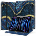 Case for New iPad Pro 12.9 inch 6th/5th/4th/3rd Generation 2022/2021/2020/2018 12.9'' ipad Pro Leather Protective Cover 6/5/4/3 Gen with Pencil Holder Auto Wake/Sleep Marble Ocean Blue