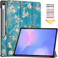 Case for Samsung Galaxy Tab S10 FE+ Plus 13.1 inch 2025 (Model: SM-X620/SM-X626B)Tri-Fold Stand Smart PU Leather Hard Back Shockproof Cover with Auto Wake/Sleep Almond Blossom Flower