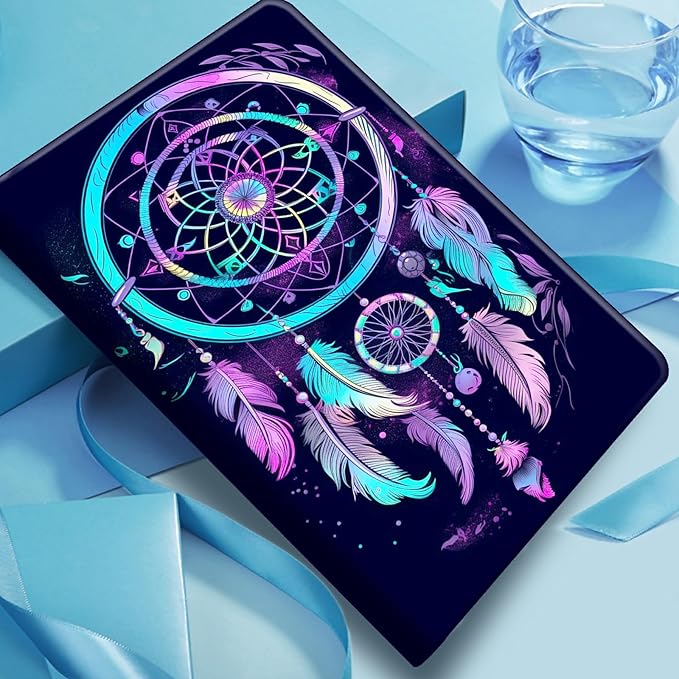 DIGTIALLL Case for iPad A16 11th Generation 11 inch 2025 / i10th Generation 10.9 Inch 2022 PU Leather Smart Premium Stand Protective Cover with Auto Sleep/WakeRainbow Dream Catcher