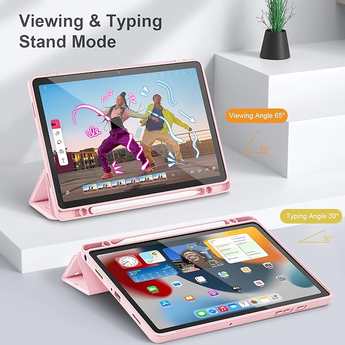 Tuiklol for Samsung Galaxy Tab A9+ Tablet 11” / A9+ Plus 2024 2023Buit-in S-Pen Holder with Clear Protective Cover Transparent Back Shell Auto Wake/Sleep Samsung Tab A9 Plus CoverPink Bows