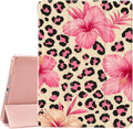 JOYLAND for iPad 6th/5th Generation 9.7 inch Case (2018/2017) with Pencil Holder-Auto Wake/SleepPink Leopard Print Floral Cover Anti-Scratch Shockproof Premium Folio Stand CasePink