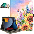 Lokigo Case for iPad Pro 13 Inch (M5/M4) for iPad Air 13 Inch (M4/M3/M2) for iPad Pro 12.9 Inch (6th/5th/4th/3rd) Gen Typing Stand Build with Pencil Holder/Card Pocket Auto Wake/Sleep Sunflower