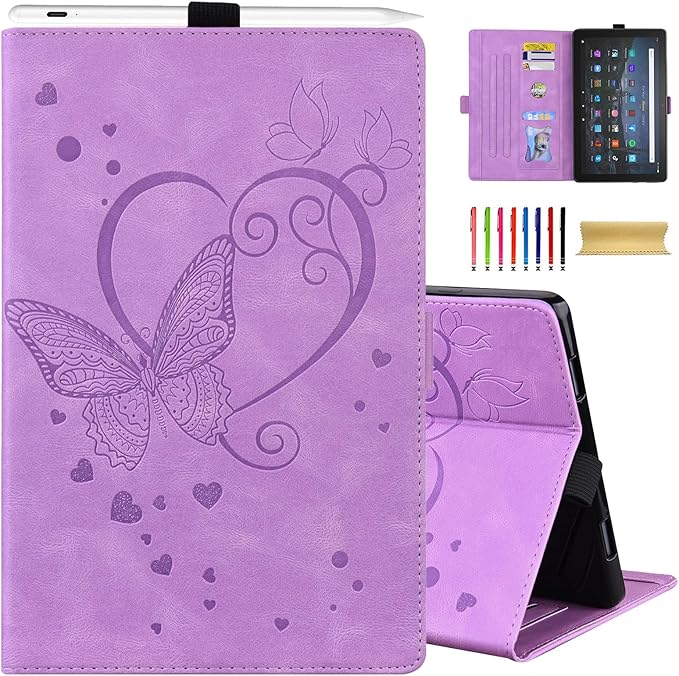 Dteck Case for All-New Amazon Fire HD 10 Tablet 13th Generation 2023 10.1 HD 10 &amp 10 Plus Tablet 11th Generation 2021 CoverMulti-Angle Stand Slim Folio Shockproof Protective Wallet Case Purple