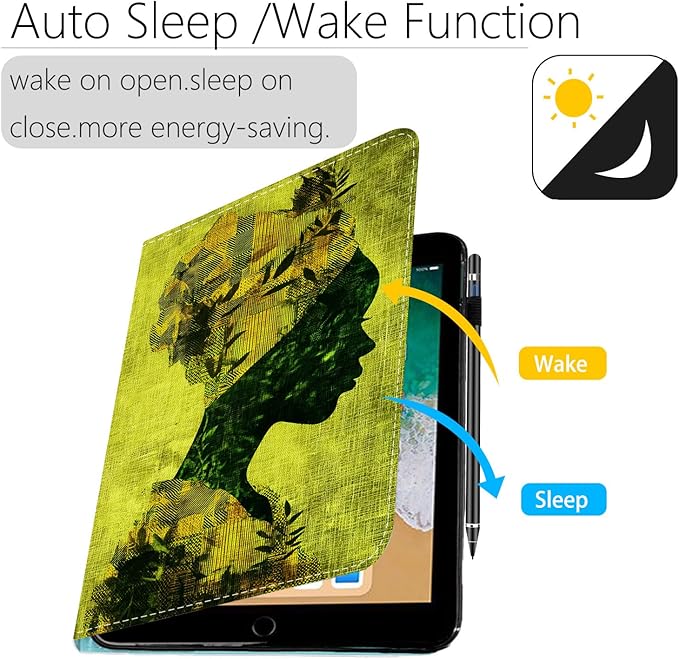 Case for iPad Air 11 Inch (M3 2025/M2 2024)iPad Air 5th/4th Generation 10.9 Inch 2022/2020Premium PU Leather Cover with Auto Sleep WakeAfrican Woman