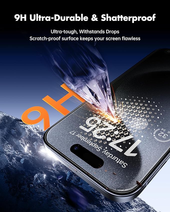 UNBREAKcable Privacy Screen Protector for iPhone 15 Pro Max (6.7) 25° Anti-Spy Tempered Glass Easy Install Alignment Frame Case-Friendly 9H Hardness Anti-Fingerprint 3-Pack