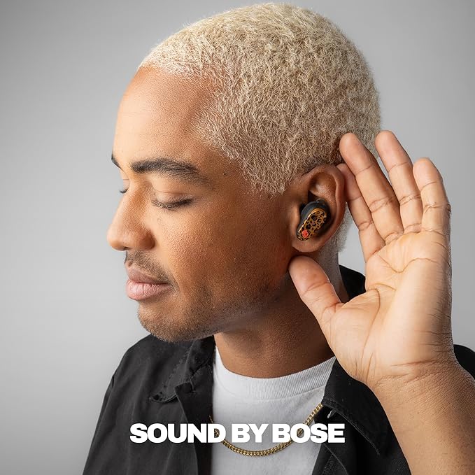 Skullcandy Method 360 ANC Wireless Earbuds Sound by Bose Bluetooth Headphones Premium Noise Cancelling Up to 40 Hrs Battery Sweat and Water Resistant Microphone for iPhone Android - Leopard