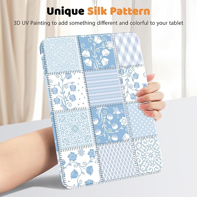 Case for iPad 11 inch A16 2025 Generation 11th / iPad 10.9 inch 10th Generation 2022 Smart Foldable Stand PC Clear Translucent Back Shell Auto Wake/Sleep Slim CoverPatchwork Floral
