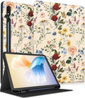 for Samsung Galaxy Tab S9 Plus Case 12.4 Inch 2023 Women Girls Cute Folio Cover with Pencil Holder Kawaii Design Girly Flower Floral Pretty Unique Tablet Case