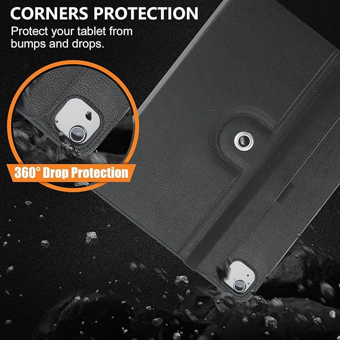 Case Compatible with Tablet iPad Air 13 inch M3 2025 iPad Air/Pro 13 M2 inch 2024Cover 360° Rotating Stand PU Leather for iPad Pro 12.9 inch 6th/5th /4th/3rd Gen Auto Wake/SleepBlack
