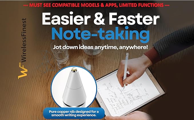 Stylus Pen Pencil 1st Generation Gen Replacement for Apple iPad Pro 1st iPad 1st 2nd 3rd 4th 5th iPad Mini 1 2 3 4 iPad Air 1st 2nd iOS Android Capacitive Tablet Touch Screen + Free Holder (White)