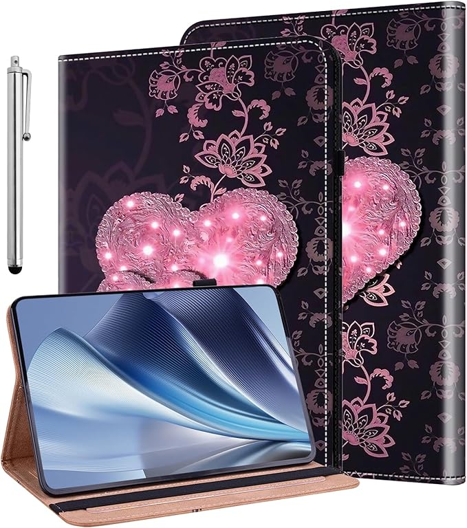 ALILANG Case for Kindle Fire HD 10 &amp 10 Plus Tablet (13th/11th Generation 2023/2021 Release) 10.1 Shockproof Folding Stand Cover for Amazon Fire Hd 10 Tablet Case-Lace Peach