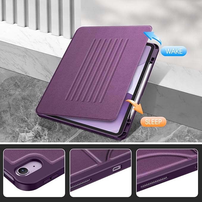 Fintie Magnetic Stand Case for iPad Air 13-inch M4/M3/M2 (2026/2025/2024) - Multiple Angles Shockproof Rugged Soft TPU Cover with Pencil Holder Auto Sleep/Wake Purple