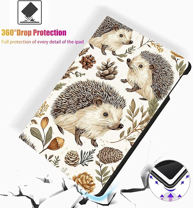 for Samsung Galaxy Tab A11/Tab A9 8.7 Inch 2025/2023 Model X133/X135/X110/X115 Tablet CaseAuto Wake/SleepAdjustable Stand Protective Cover - Hedgehog Autumn Forest Animal Cover