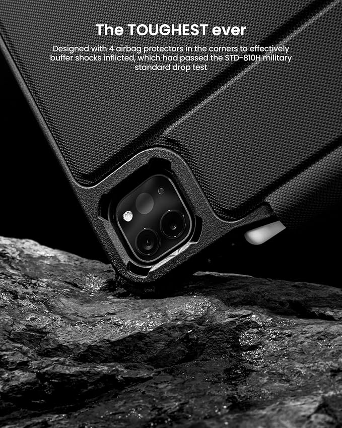 tomtoc iPad Pro Case Ultra Detachable for 11-inch iPad Pro 4th/3rd Gen (M2&ampM1) Protective Case with Airbag Protectors &amp 3 Magnetic Stand Modes Cover Supporting Wireless Apple Pencil Charging
