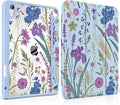 DONGKE Case for iPad (A16) 11th Generation 11 inch 2025 &amp iPad 10th Gen 10.9 inch 2022 [Built-in Pencil Holder] Clear Acrylic Back Trifold Stand Smart Cover Auto Sleep/Wake Blue Wildflower