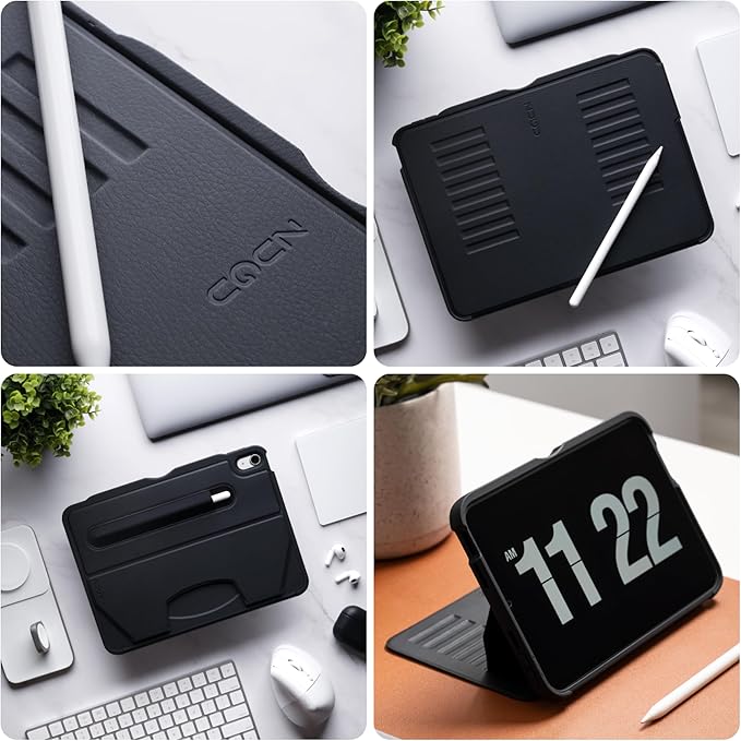 ZUGU CASE for iPad Air 11 M4 2026/M3 2025/M2 2024 iPad Air 4 &amp 5 10.9 Inch (2020/2022) - Protective Ultra Thin Magnetic Stand Sleep/Wake Cover with Apple Pencil Charging &amp Storage - Black