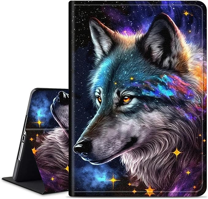 for All-New Amazon Kindle Fire HD 10 Tablet Case (13th Generation 2023 Release) Slim Adjustable Stand Back Shell Protection Smart Cover for Fire HD 10 2023 10.1 Inch Moon Wolf