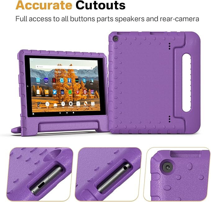 Kids Case for Amazon Kindle Fire HD 10 5th/7th/9th Generation 2015/2017/2019 Released Shockproof Protective Tablet Cases with Adjustable Handle Stand Purple