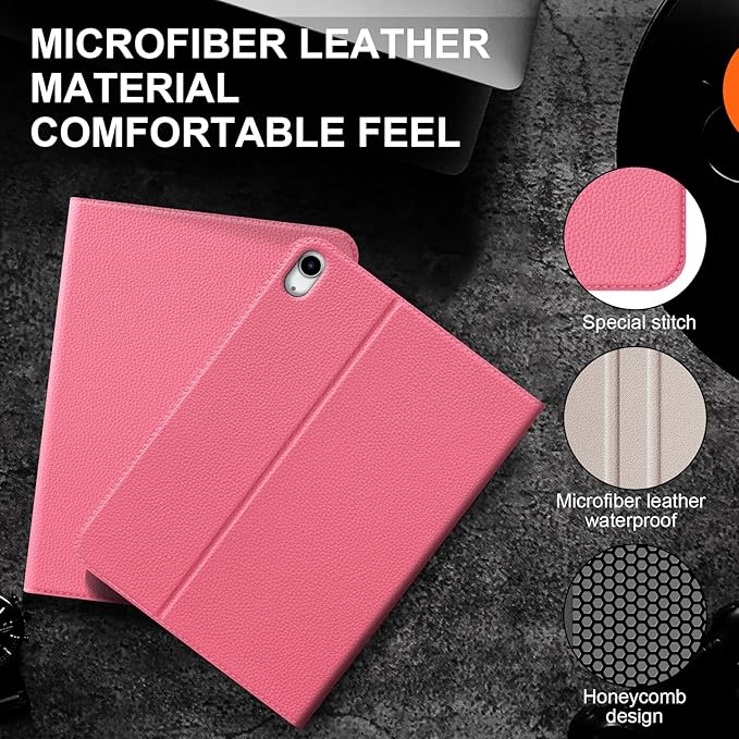Case for iPad 11th(A16) 11 Inch 2025/ 10th Gen 10.9 Inch 2022 Smart Leather Cover Protective Auto Wake/Sleep Adjustable Stand Multiple View AnglesPink