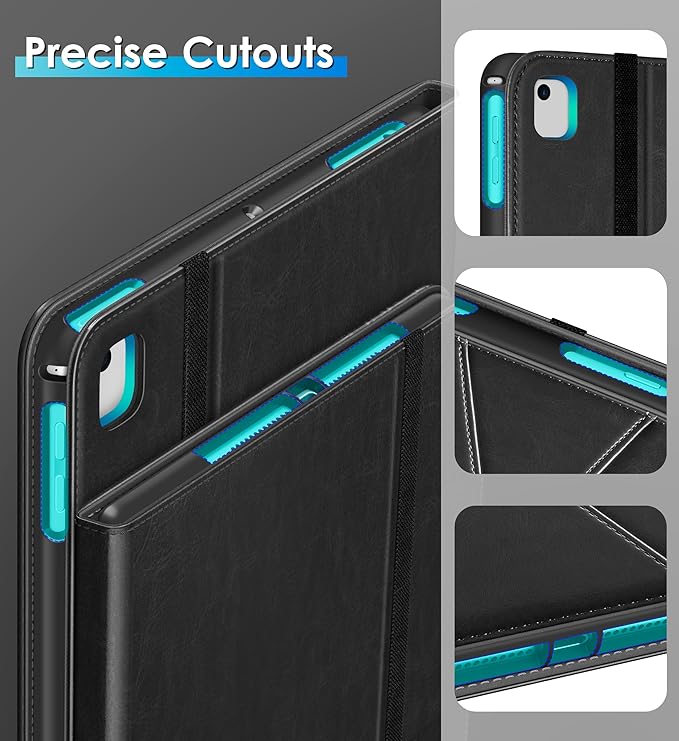 DTTO Rotating Case for iPad 6th / 5th Generation 9.7 Inch 2018/2017 iPad Air 2 / Air 1 Case 360 Degree Swiveling Premium Leather Folio Stand Cover with Pencil Holder - Auto Wake/Sleep Black