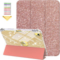 Case for iPad A16 11th Generation 11 inch 2025 &amp iPad 10th Generation 10.9 inch 2022 with Stand/Pencil Holder [Auto Wake/Sleep] Glitter Bling PU Leather &amp Clear Soft TPU Back Shell Rosegold