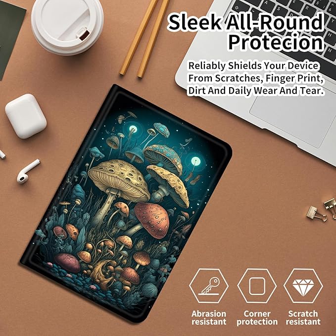 DIGTIALLL Case for Amazon Kindle Fire Max 11 Case (13th Generation 2023 Release) 11 PU Leather Smart Protective Cover with Auto Sleep/WakeMushroom Jellyfish