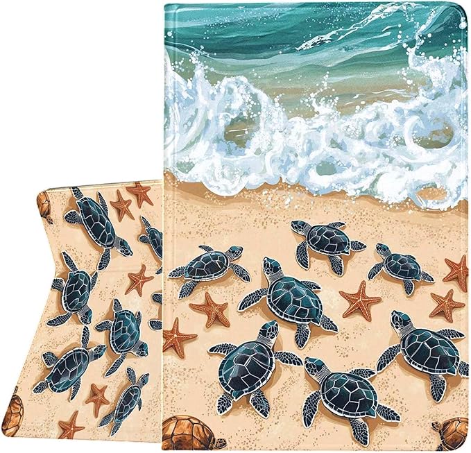 Case for Samsung Galaxy Tab A11 / Tab A9 8.7-Inch 2025/2023Slim Protective LeatherAuto Wake/SleepAdjustable Viewing Angle Stand.Sea Turtles on The Beach