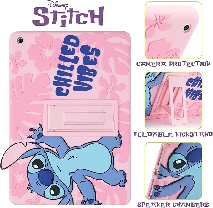 Disney Lilo and Stitch Kids Case for iPad - 9th Generation iPad Case iPad 8th Generation Case iPad 7th Generation Case - 10.2 2019/2020/2021 - Tablet Cover with Stand Shockproof Silicone