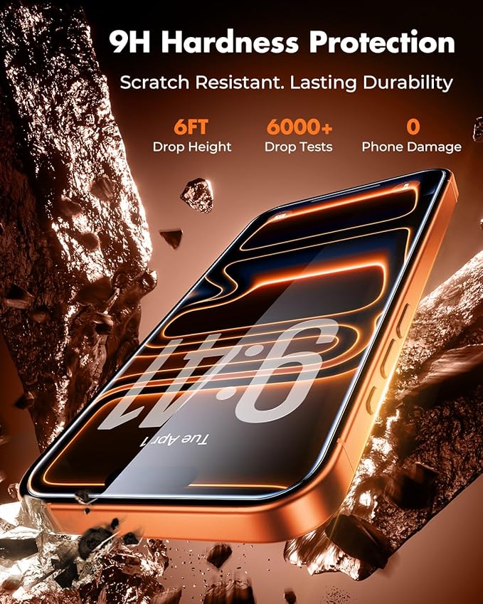 UNBREAKcable 4-Pack Screen Protector for iPhone 17 Pro Max Double Shatterproof Tempered Glass [Easy Installation Frame] [9H Hardness] [99.99% HD Clear] [Case Friendly] for iPhone 6.9 inch