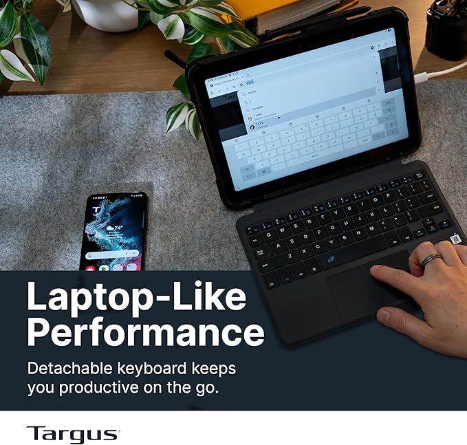 Targus Field-Ready Case with Detachable Keyboard for Samsung Galaxy Tab Active5 Pro &amp Active4 Pro – MIL-STD Drop Protection Integrated Trackpad Rugged Productivity Solution - THD973USZ