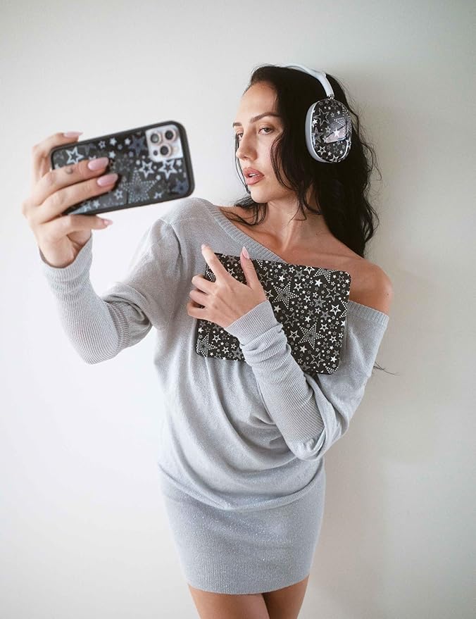 Wildflower Cases - Star Girl iPad Pro Folio Compatible with Apple iPad 11 | White Black Stars Trendy - Durable Protective Leather Cover Lightweight Built-in Stand Women Owned Small Business