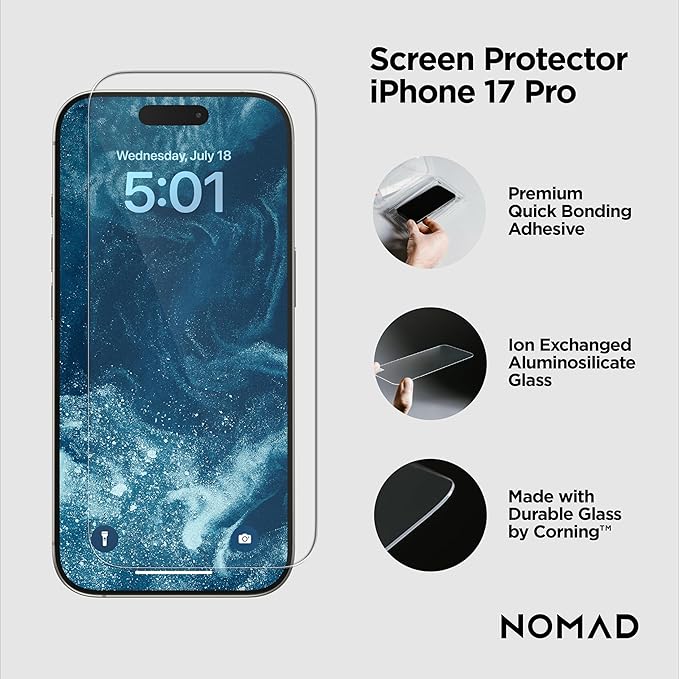 NOMAD Screen Protector compatible with iPhone 17 and iPhone 17 Pro