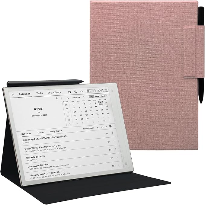 Magnetic Stand Folio Case for iFLYTEK AINOTE 2 10.65 E-Ink Tablet (2025 Released) Ultra-Thin Lightweight Premium PU Leather Cover with Magnetic Pen Buckle &amp Auto Sleep/Wake (Cloth Rose Pink)