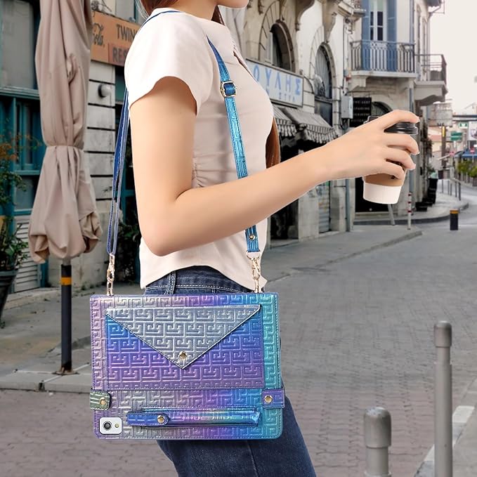 Dteck for iPad 9th/8th/7th Generation Case 10.2Luxury Sparkle PU Leather Kickstand Case with Pencil Holder Shoulder Hand Strap Card Slots Shockproof Protective Magnetic Pocket Wallet CaseDarkblue